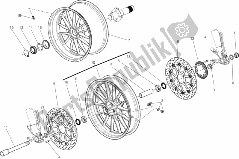 Todas as partes de Rodas do Ducati Diavel FL Thailand 1200 2016